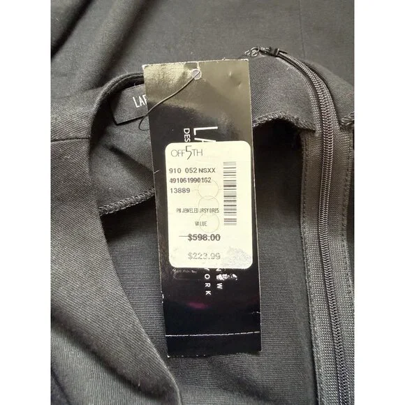 LAFAYETTE 148 BlackSilver Beaded Embellished Waist Ponte Knit Cocktail Dress Sz6 - Picture 10 of 13